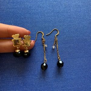 Cute bear gold tone earrings set